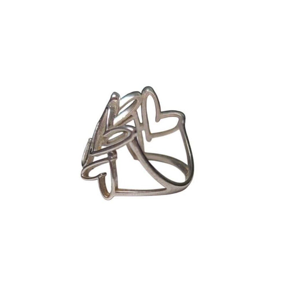 Sterling Silver .925 Open Heart Band - Picture 3 of 5
